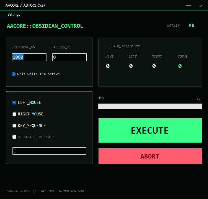Obsidian Console custom AutoClicker skin